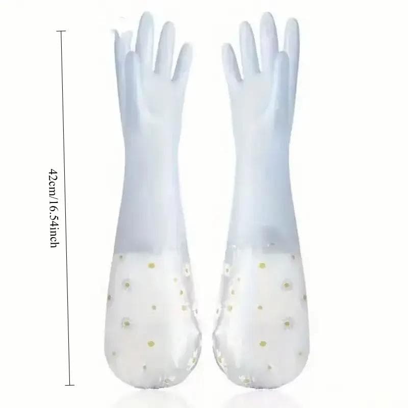1 Pair Of Dishwashing Gloves, Thick And Durable, Waterproof Non-slip, Protective, Transparent Blue