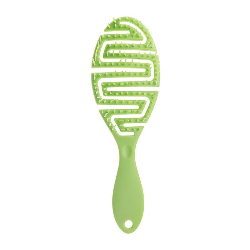 Practical Wet Brush Dry Curved Comb Massage Comb Fluffy Shape Ribs Curling Comb On Wet Hair green