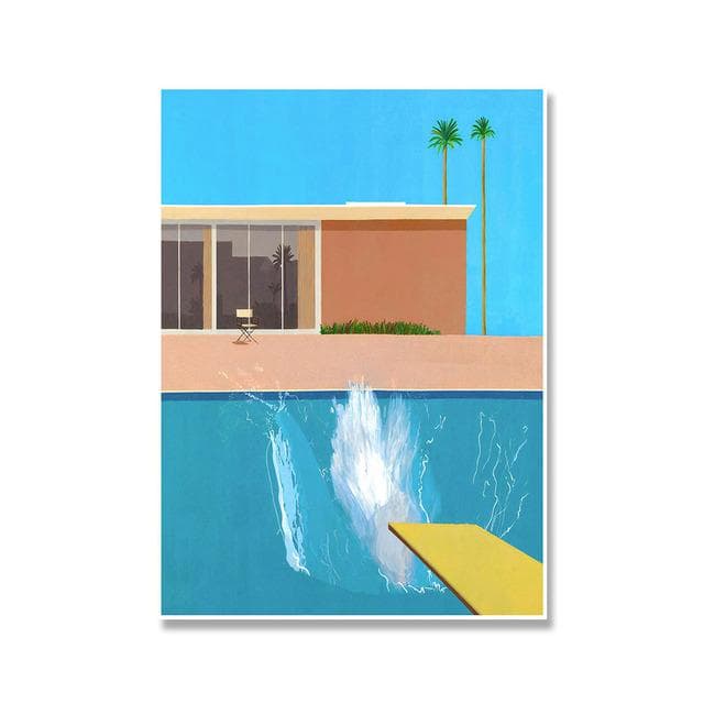 Vintage David Hockney Canvas Painting Nordic Exhibition Posters and Prints Wall Pictures for Living Room Wall Decoration Cuadros 60x90cm No Frame