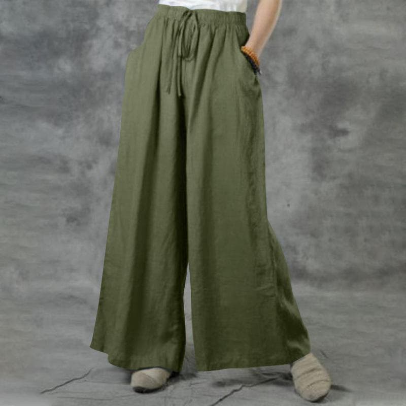 Women's Large Size Loose Casual Pants Female S army green