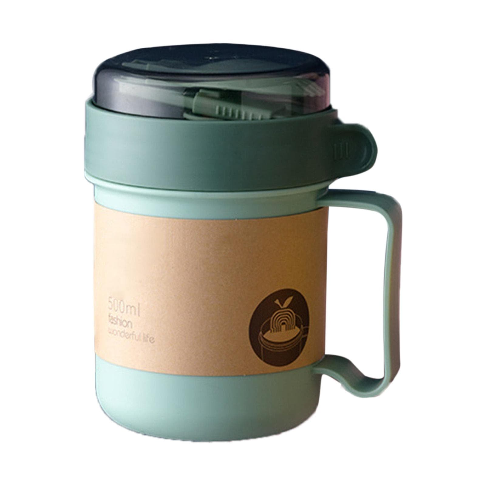 500ML Soup Cup Portable Steady Plastic Insulated Soup Containers with Lid and Spoon for Office 500ML