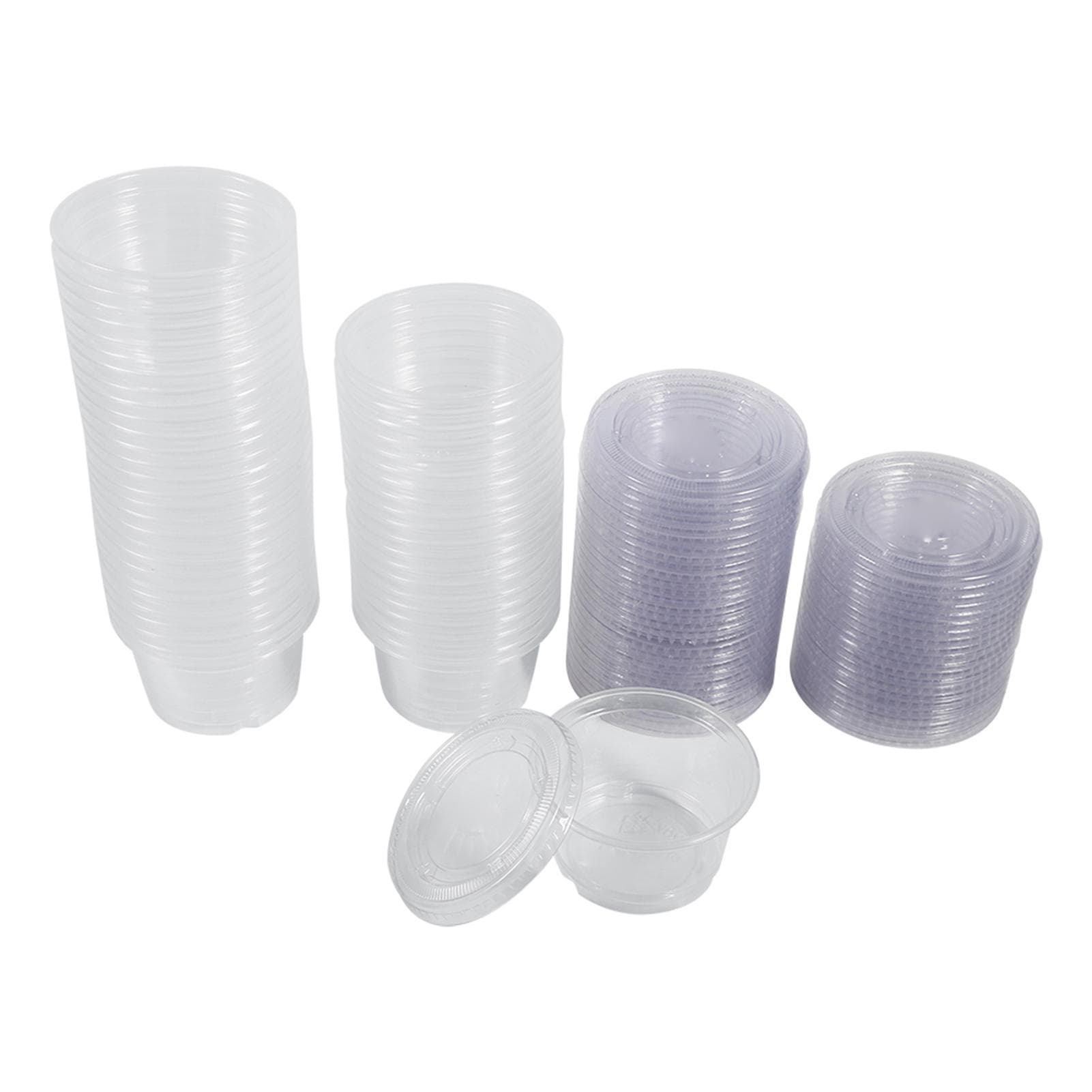 50Pcs Disposable Plastic Clear Sauce Chutney Cups Boxes With Lid Food Takeaway Hot (4oz)