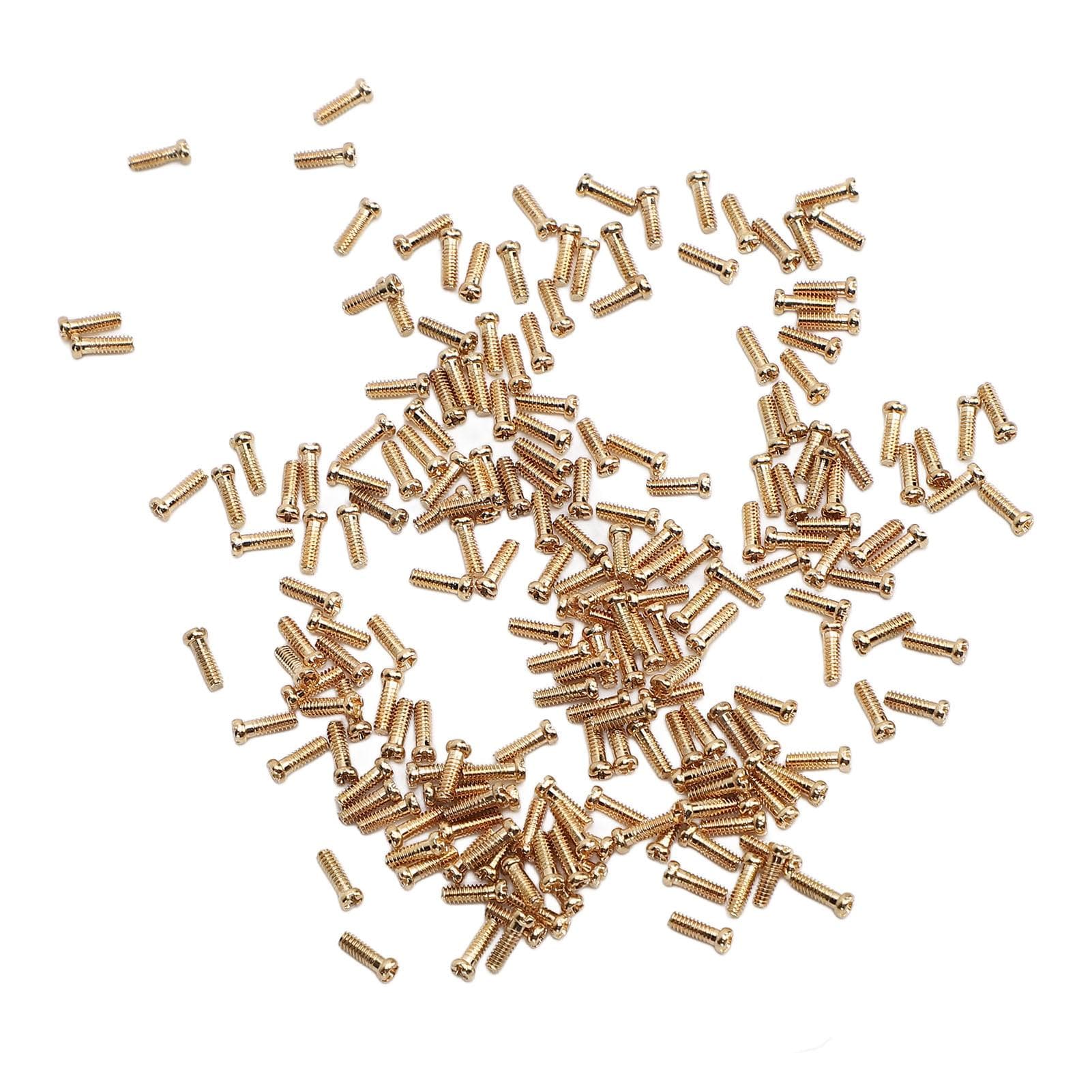200Pcs 2.0x1.4mm Glasses Repair Screws Gold Plated Universal Stainless Steel Small Flat Head