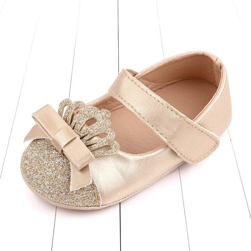 Spring and Autumn New Baby Toddler Shoes Rubber Sole PU Single Shoes Glitter Pink Princess Shoes 11cm / 4.33in