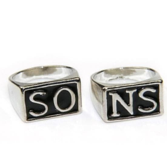2Pcs/set Punk Stainless Steel Sons of Anarchy Couple Finger Rings Jewelry Gift US 8 silver
