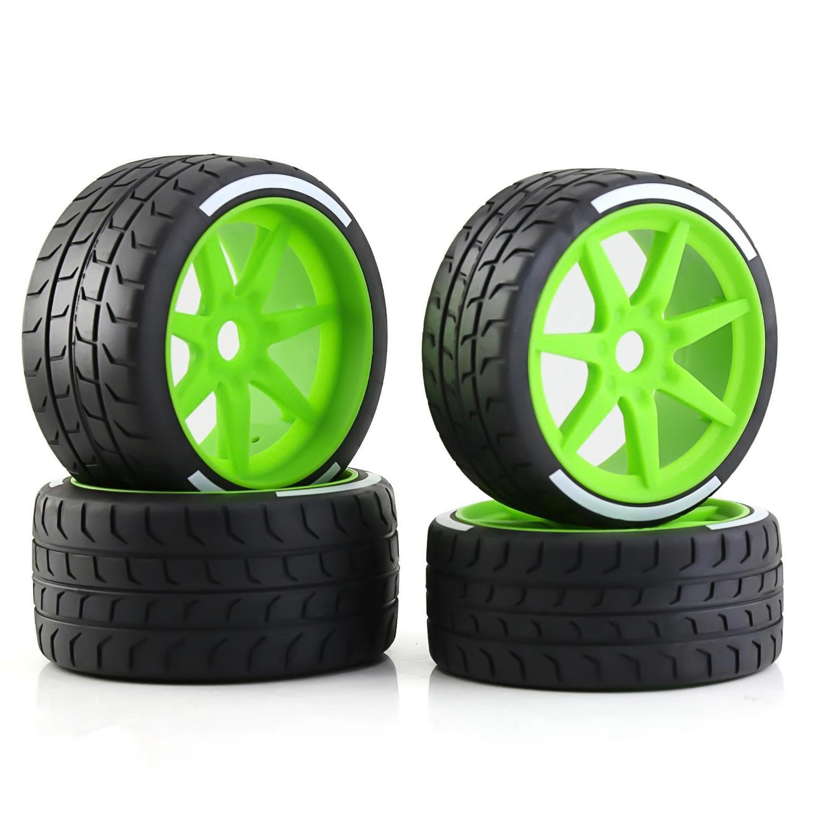 4pcs Remote Control Tires 53/108 43/102mm 17mm Wheel Hex Replacement for ARMA 1/7 felony FSR model green