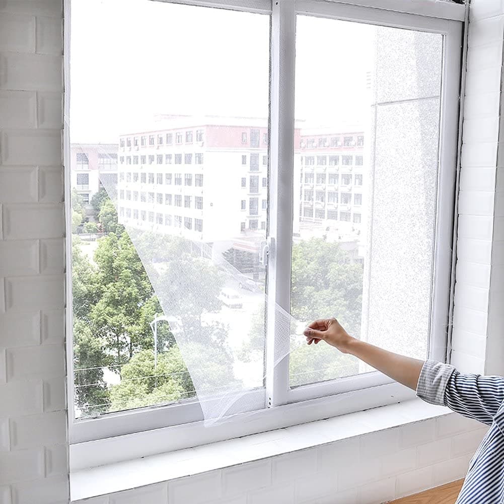 Self Adhesive Window Screening Mesh Anti Mosquito Bugs Flies Insects Room Curtain(130*150cm)
