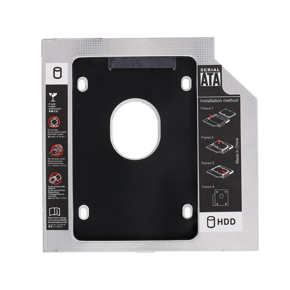 Aluminum Alloy SATA3.0 2nd HDD Caddy 12.7mm 2.5 Inch SSD HDD Enclosure for Desktop PC Laptops 9.5mm black