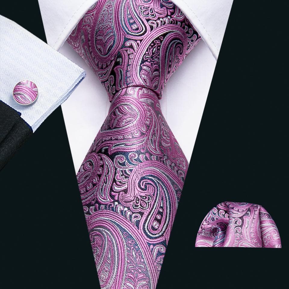 Barry.Wang Mens Silk Tie 2021 New Necktie Hanky Cufflinks Set for Business Wedding Casual N-1571