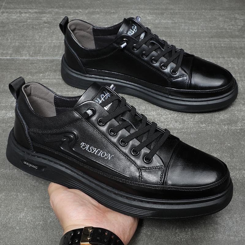 Men's Sneakers New All-match Trendy Shoes Top Layer Cowhide Casual Shoes Men's Genuine Leather Slip-on Men's Shoes 44