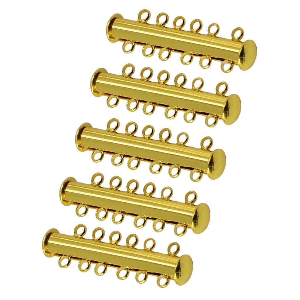 5 Sets Multi Strand Slide Magnetic Clasps DIY Jewelry 8 strand  46x10x6mm 6 strand  35x10x6mm gold