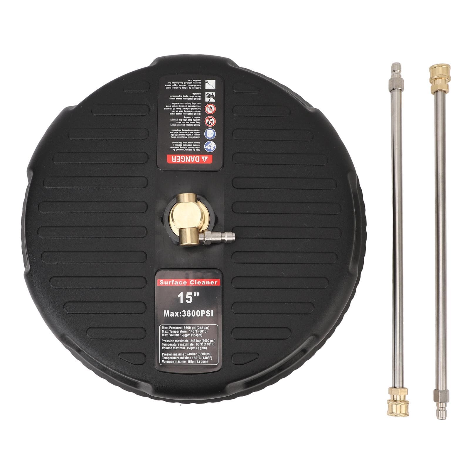 15 Inch Pressure Washer Surface Cleaner 3600PSI Working Pressure 1/4 Inch Quick Plug with 2
