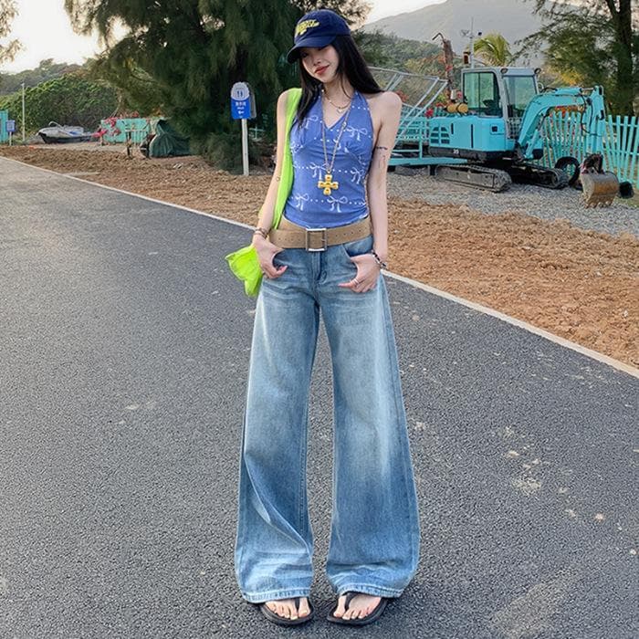 Wide-legged Jeans for Women In Spring High Waist Wide-legged Trousers for Women In Spring Lazy and Relaxed Draped Straight-legged Trousers XL