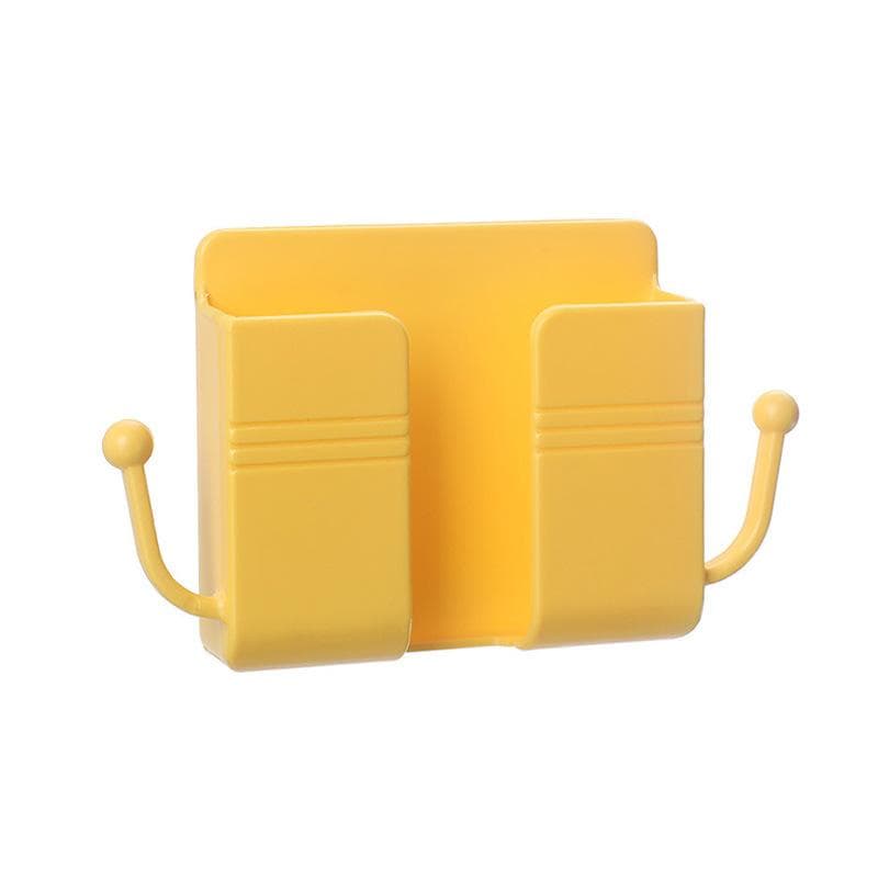 Multifunction Wall Mounted Organizer Storage Box Remote Control Mounted Mobile Phone Plug Wall Holder Charging Multifunction Holder Stand 2pcs yellow