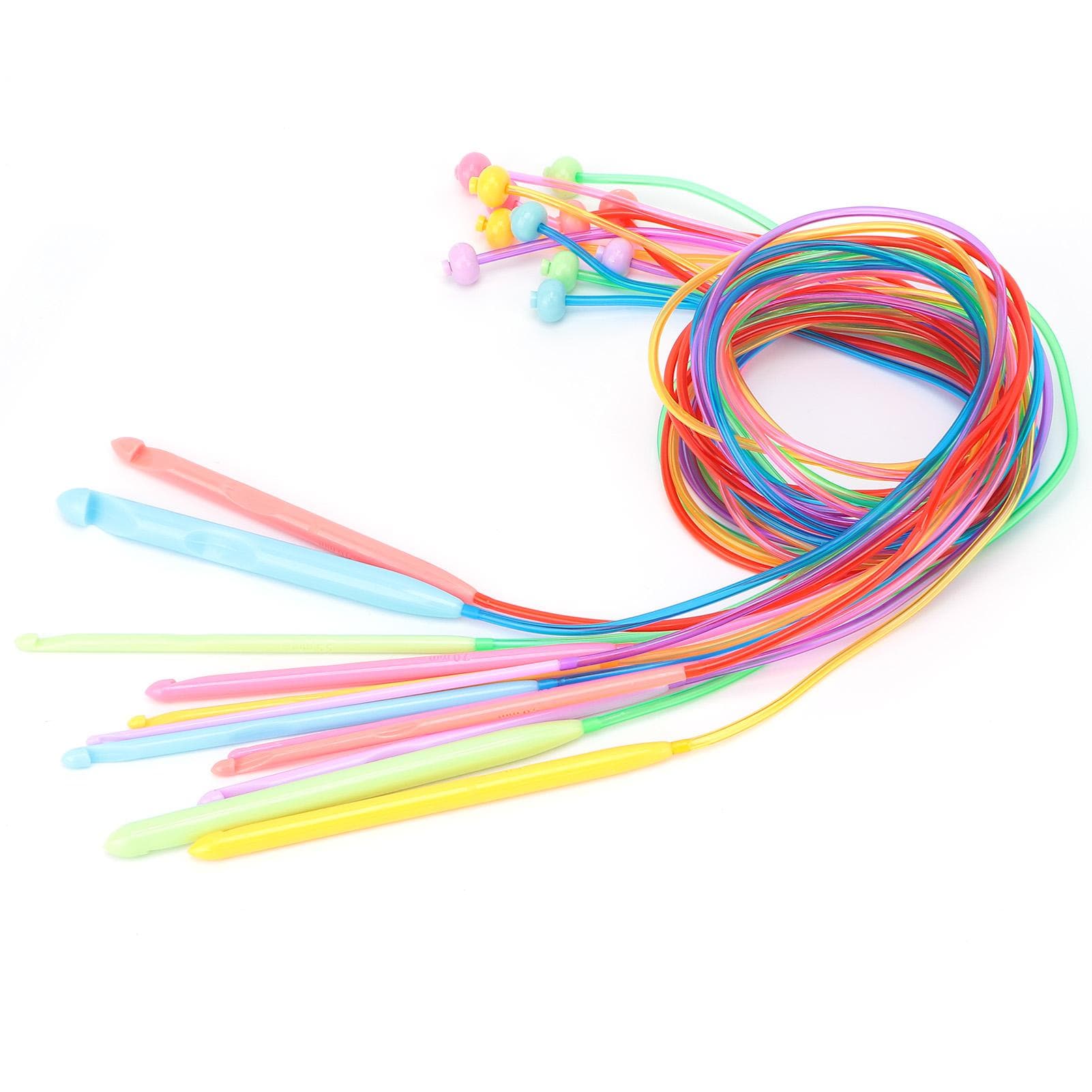 12Pcs Afghan Carpet Crochet 12 Sizes MultiColor Pipe Plastic ABS Sweater Needles for Knitting Lover