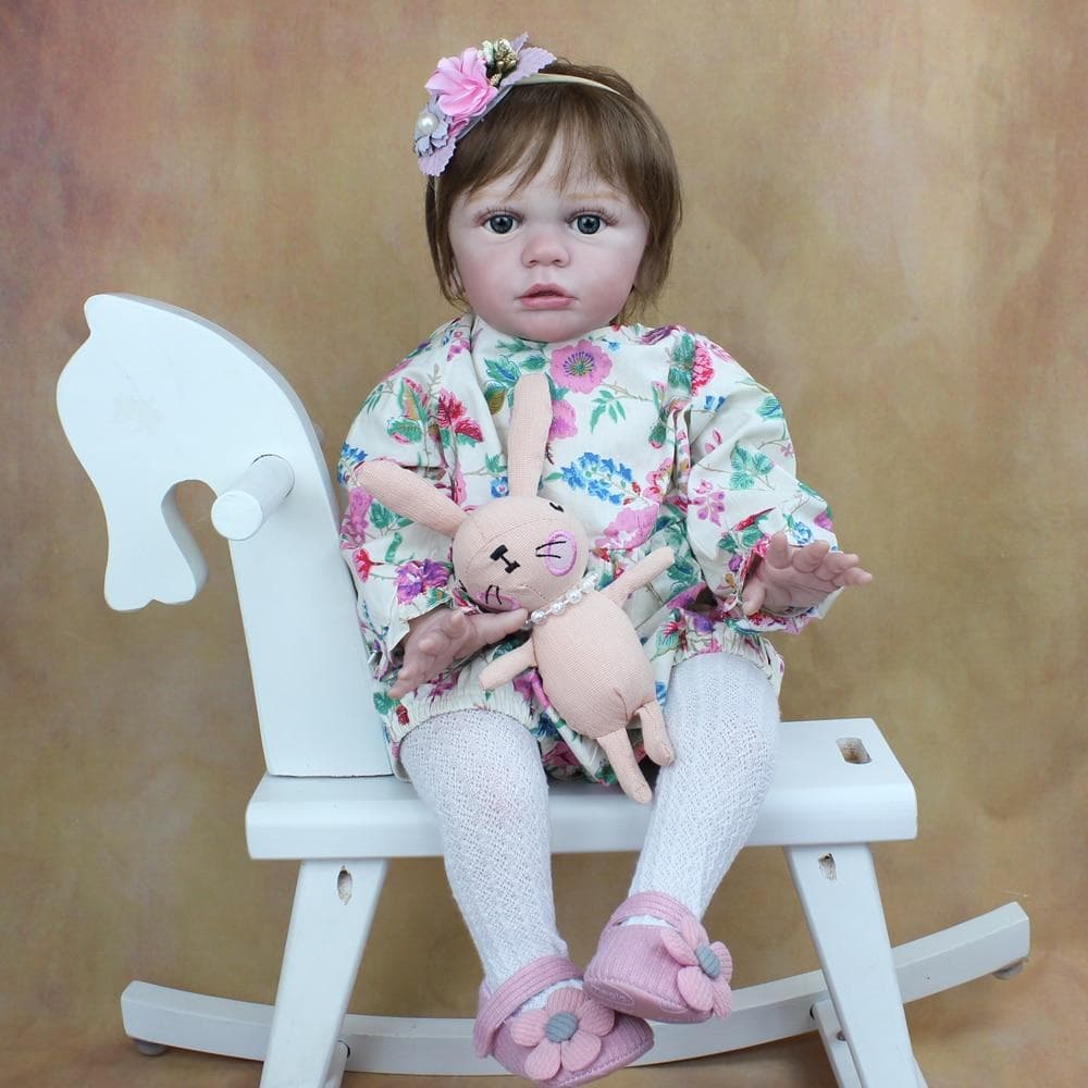 BZDOLL 60 CM Soft Silicone Reborn Baby Girl Doll Finished Tayra Cloth Body Toy Realistic 24 Inch Princess Toddler 3D-Paint Skin Tone 60cm 3D-paint Skin Doll