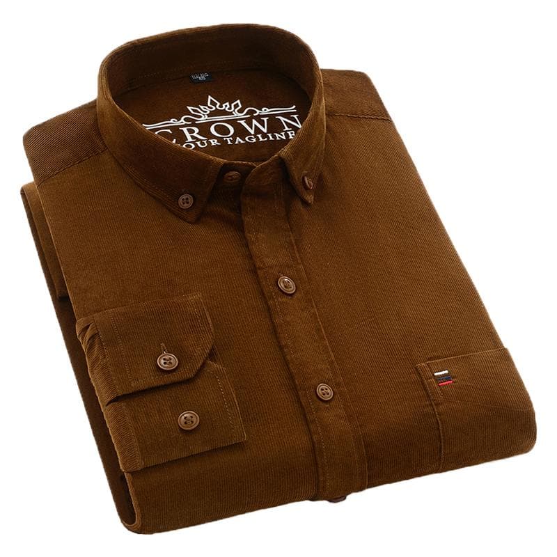 Autumn and Winter Cotton Men Corduroy Long Sleeved Casual Shirt M