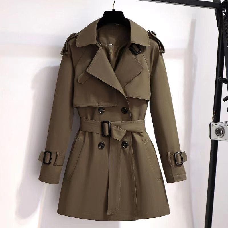 Spring Autumn Short Windbreaker Women Middle Long Temperament New High Coat Trend XXL khaki