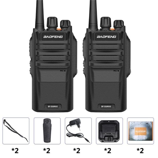 2PCS Baofeng BF-S56 Walkie Talkie Long Range 10KM Max IP67 Waterproof High Power 10W Transceiver Portable Baofeng Ham Radio 2pcs-US Plug black