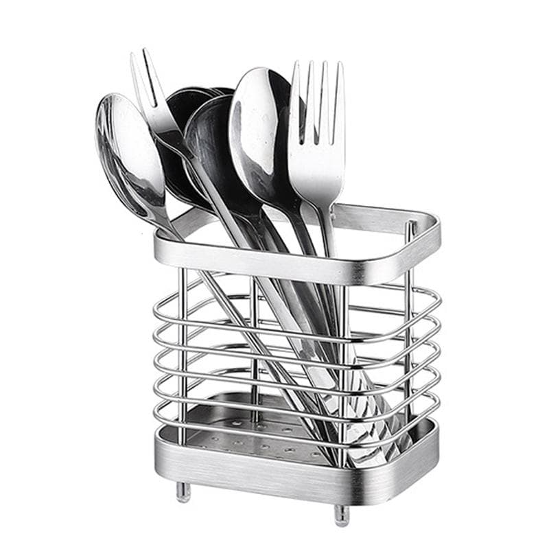 Utensil Holder Drying Rack Stainless Steel Draining Basket Wall Mount No Drilling for Kitchen Small Original Color