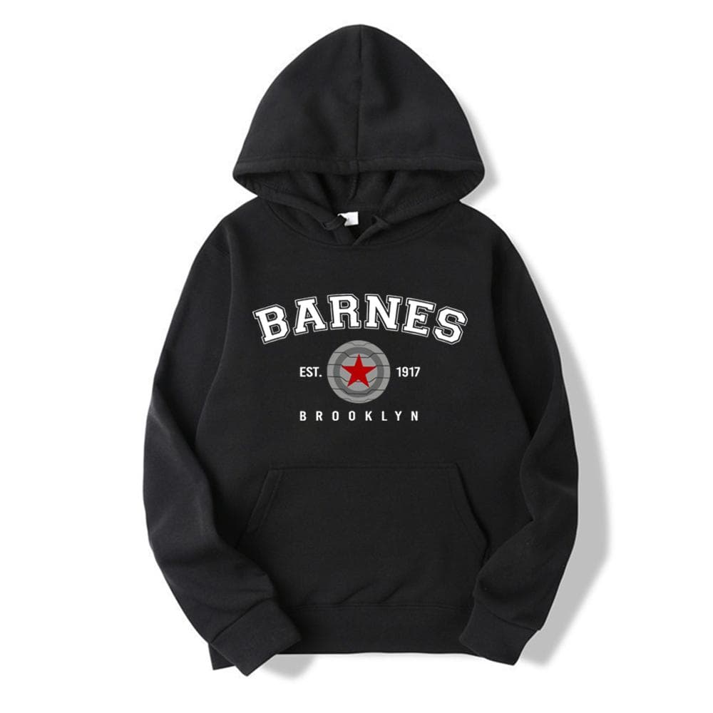 Vintage Barnes 1917 Hoodie Bucky Barnes Winter Soldier Hoodies Women Hooded Sweatshirt Tv Show Inspired Pullovers Superhero Tops L black
