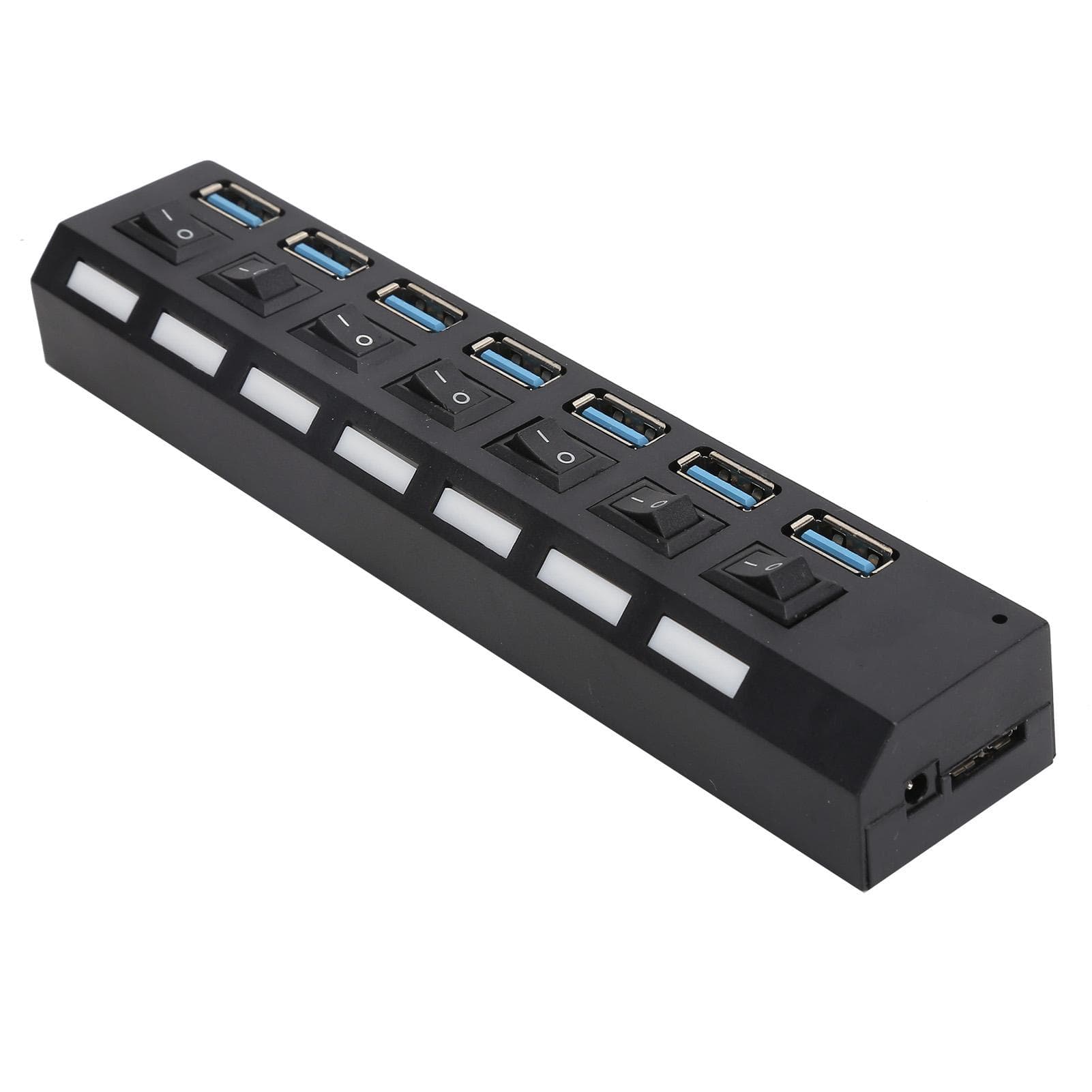 USB Hub 3.0 7‑Port High Speed Splitter Individual Switches Power Adapter USB Extension Powered USB EU Plug
