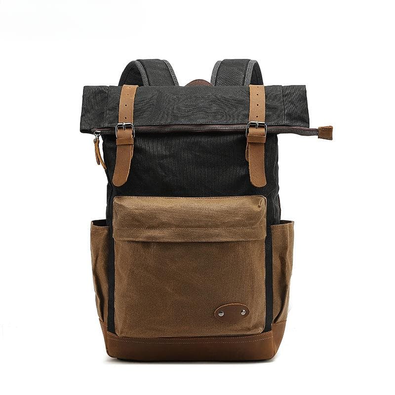 Canvas Backpack for Men College Backpack for Outdoor Travel Laptop black
