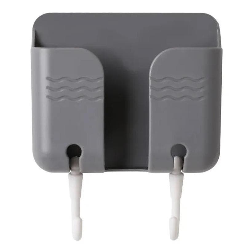 1pc Wall Mounted Mobile Phone Charging Organizer Remote Control Storage Box Multifunction Stand Rack Phone Plug Wall Holder gray