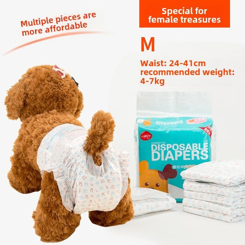 Disposable Diapers for Male Dogs, Dog Physiological Pants, Puppy Anti-urine Courtesy, with Teddy Dog Pet Diaper Single bag
