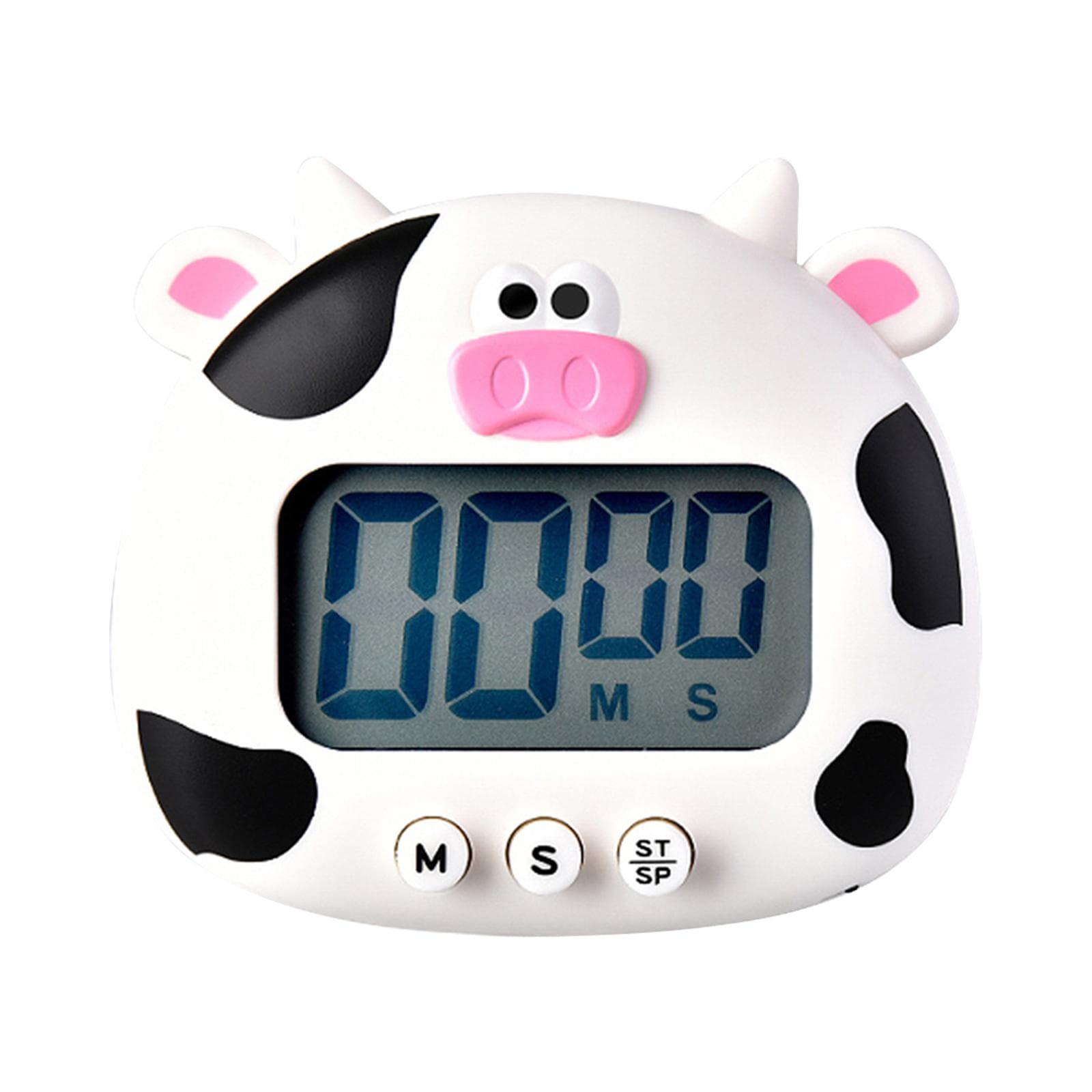 Digital Kitchen Timer Cute Animal Timer with Strong Magnet Back Stand Loud Alarm Large Screen Type 1(Calf) white