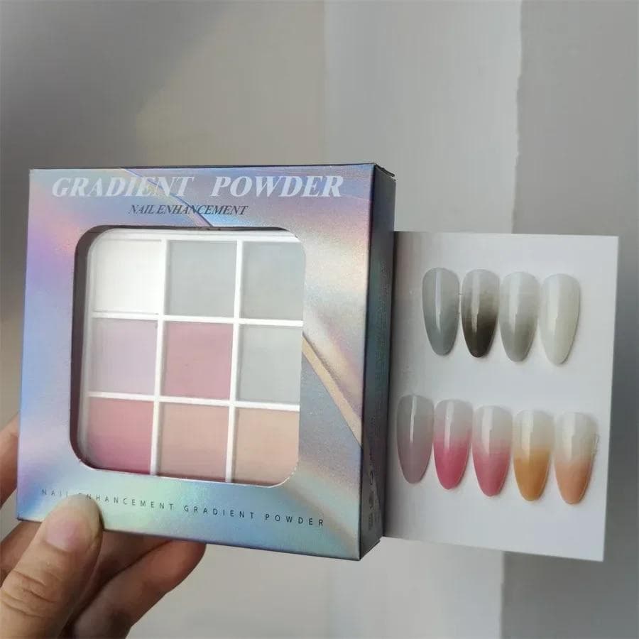 9 Colors Solid Patting Nail Powders UV Polish Decoration Shimmer Fine Glitter Gradient Manicure Polish Decor Powder