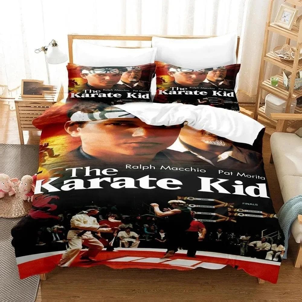 3D Print Cobra Kai Karate Bedding Set Duvet Cover Bed Set Quilt Cover Pillowcase Comforter king Queen Size Boys Adult Bedding AU Single 140x210cm