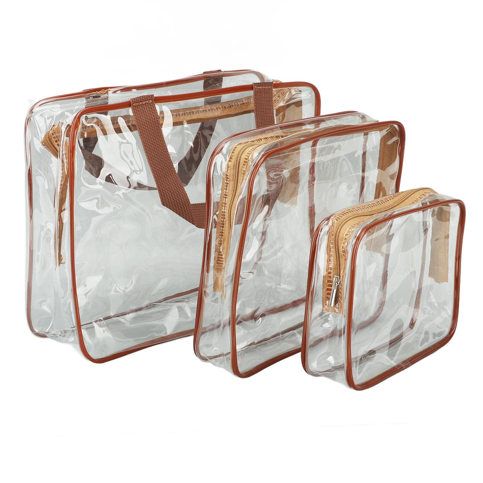 3 Pieces Clear Travel Bags Waterproof Portable Transparent Cosmetic Makeup Bags for Lunch Fitness