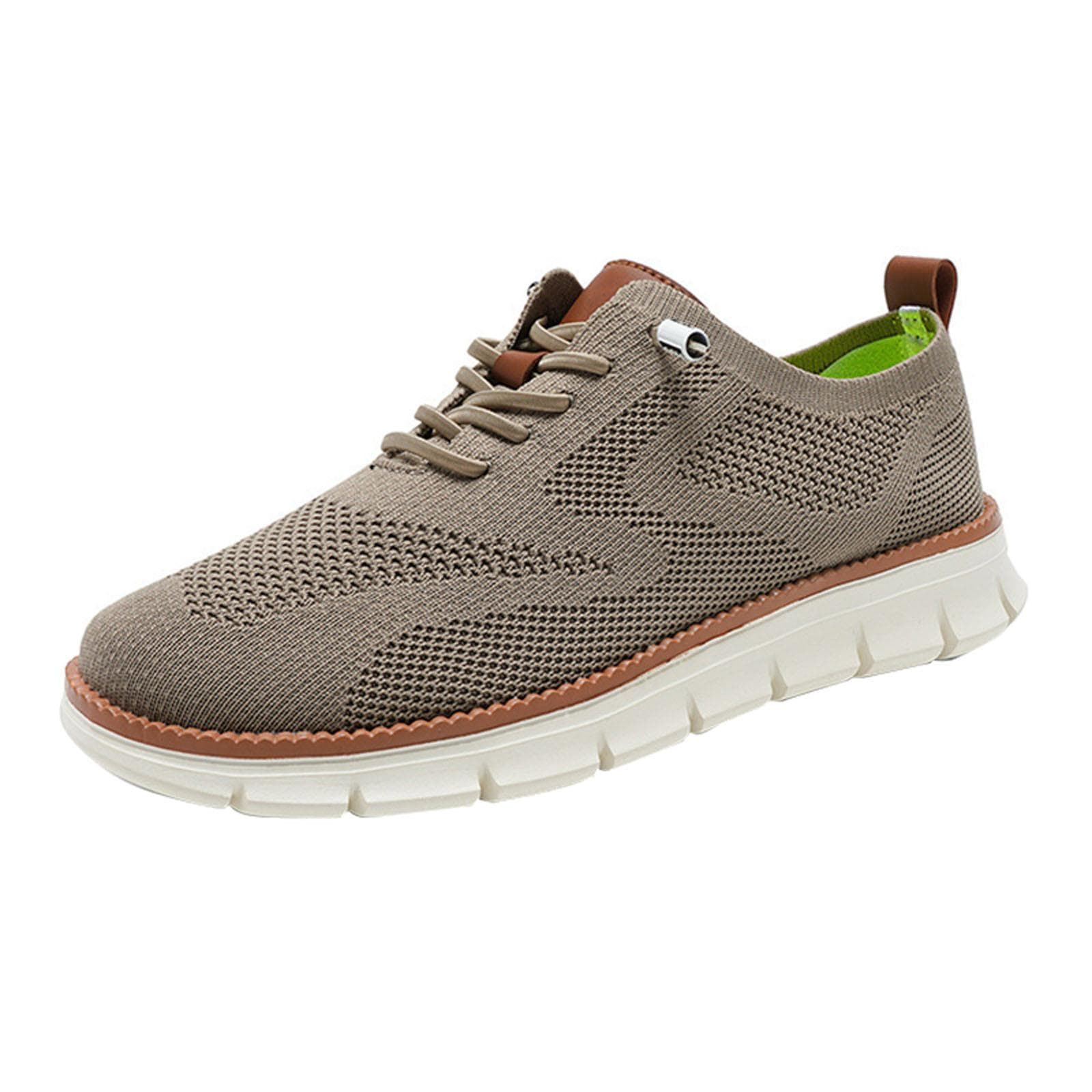Mens Wearbreeze Shoes Walking Ultra Comfortable Breeze Shoes For Men Non Slip Mesh Breathable hole Dress Sneakers Business Shoes 44 khaki