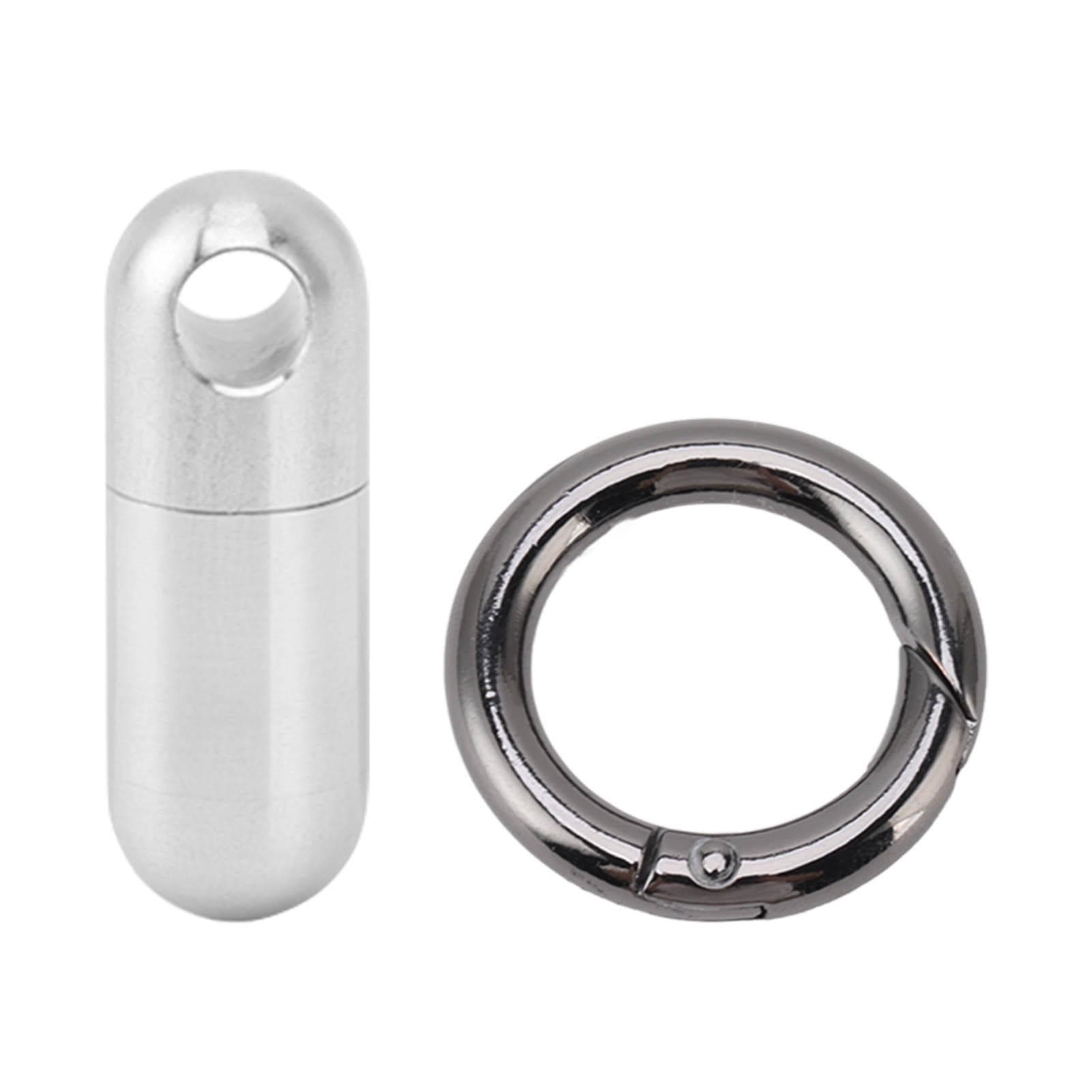 Small Pocket Medicine Box Keychain Stainless Steel Portable Medicine Case Keychain for Outdoor