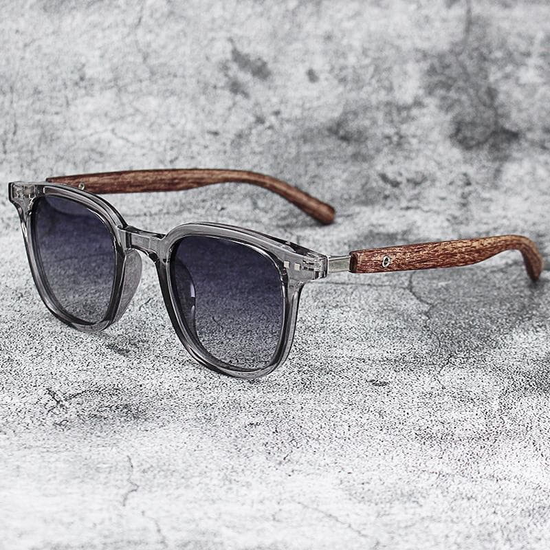 New Vintage Wooden Frame Sunglasses Classic Square Sun Glasses Coating Lens Driving Eyewear for Men Women MULTI