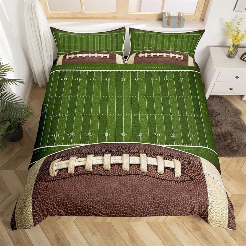 Soccer Sports Duvet Cover Set Football Game Geometric Pattern Bedding Set for Kids Boys Girls Microfiber Ball Gaming Quilt Cover EU single(135x200cm)