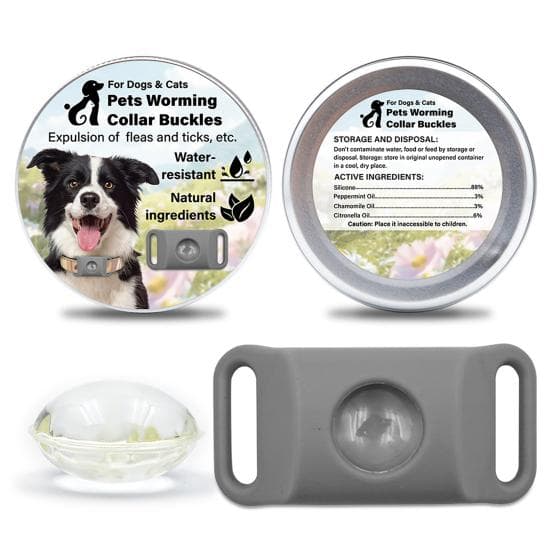 Flea Prevention Tag for Dogs Natural Ingredients Tick Repellent Tag Waterproof A grey