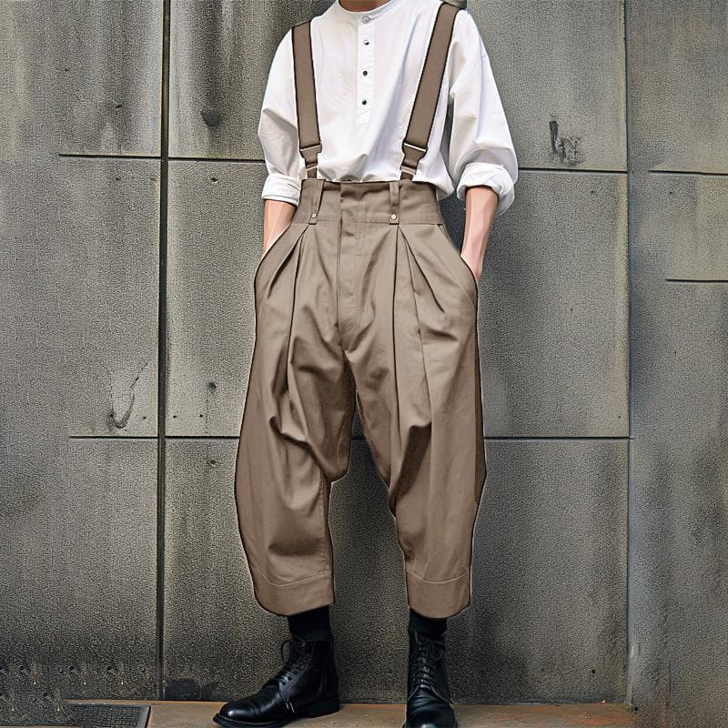 INCERUN Men Suspenders Jumpsuits Dungarees Overalls Pants L khaki