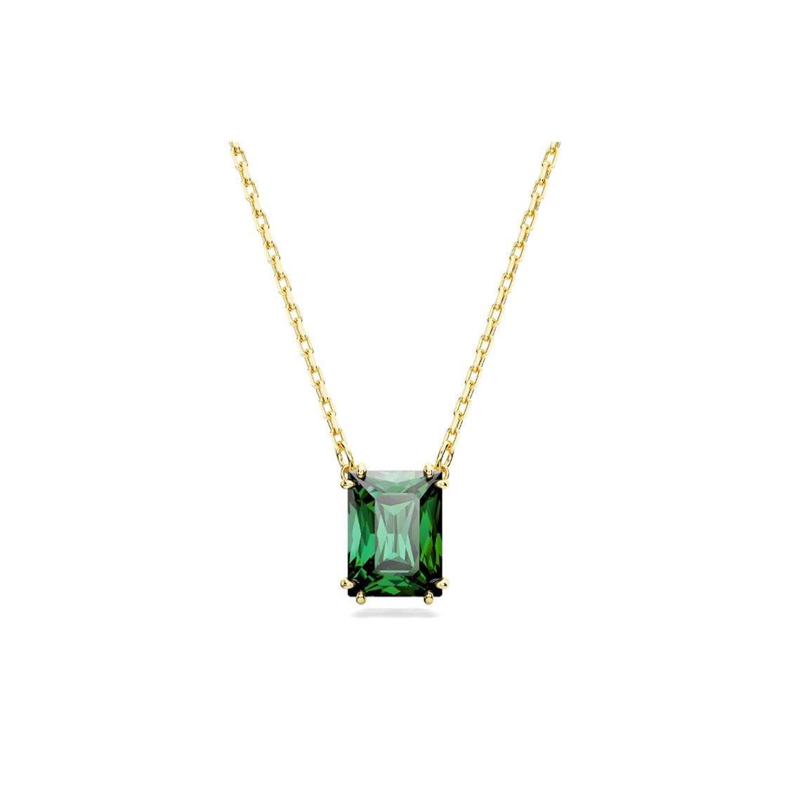 Swarovski Stilla Matrix Square Pendant Decoration Necklace Women necklace Gold Green 5677141 Box (Random Color)