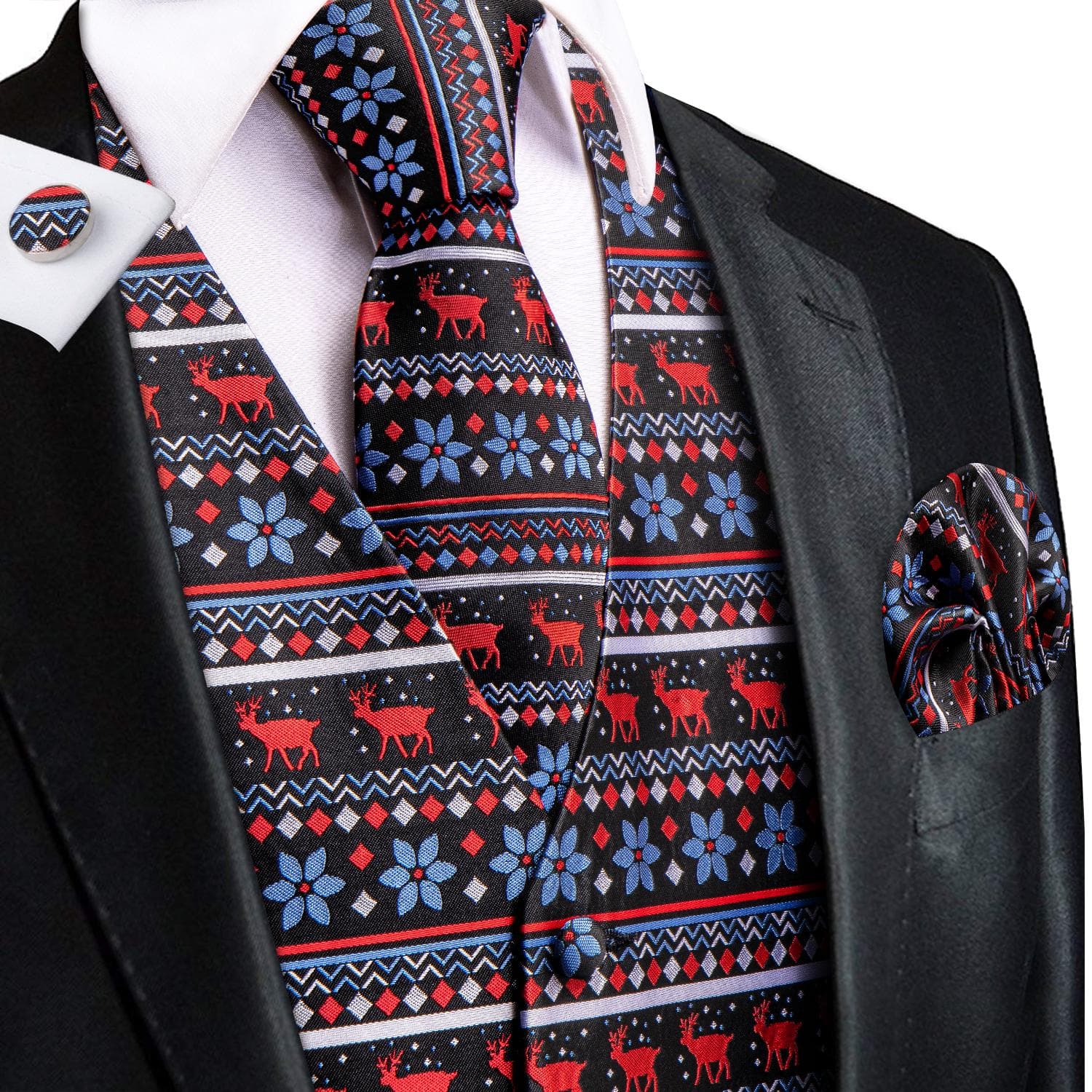 50 Colors Mens Vest Sleeveless V-Neck Pockets Waistcoat Tie Set Wedding Casual 2XL