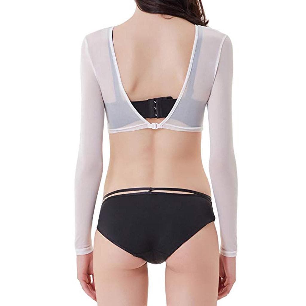 Mesh Long-Sleeve Sheer Crop Cardigan S
