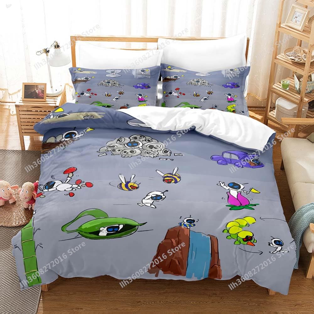 ASTRO BOT Bedding Set Single Twin Full Queen King Size Bed Set Adult Kid Bedroom Duvetcover Sets 3D Print Anime Bed Sheet S AU Single(140x210cm)