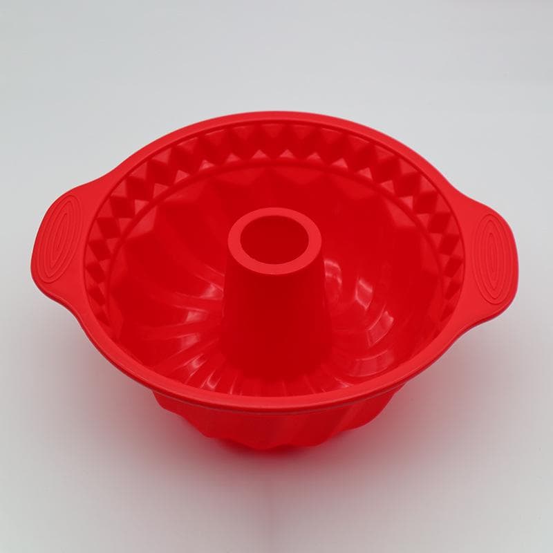 3D Shape Silicone Cake Mold DIY Pastry Baking Tools for Cake Pan Kitchen Fluted Tube Pan Bakeware Cake Decorating Tool red