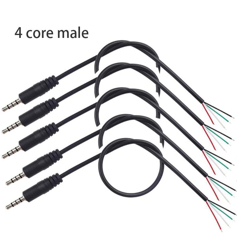 5pcs 3 or 4 Core Audio Output Line 30CM Audio Extension Cable Aux Single Head Line Stereo 3.5mm Male and Female Cable 4 croe male 5 pcs