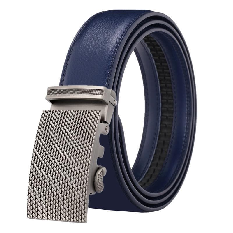 Hi Men's Leather Belt Luxury Designer Belts Men High Quality Male Metal Buckle Belt 115cm blue