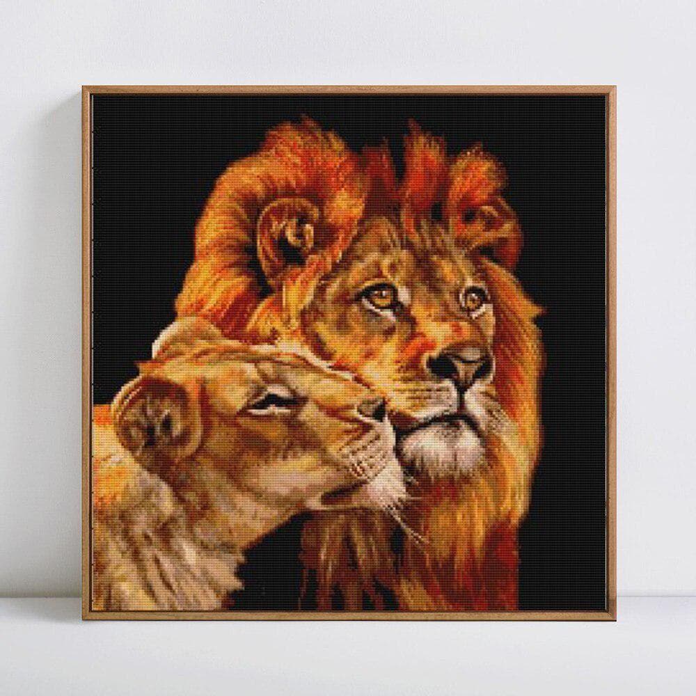 Diamond Painting Full Round Lion And Son Diamond Embroidery Cross Stitch 30x30CM
