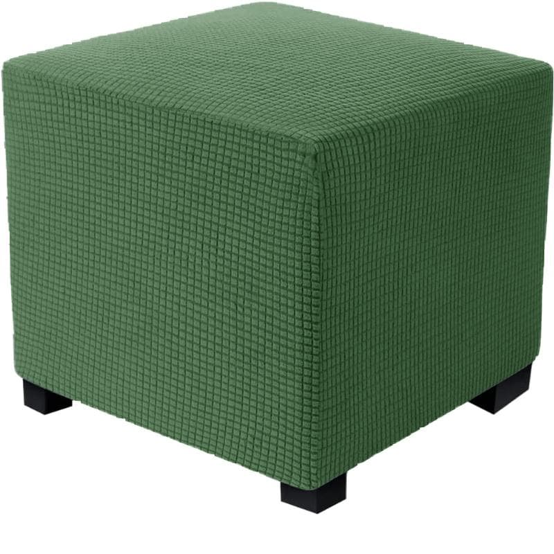 Jacquard Durable Square Stretch Footrest Ottoman Cover Folding Storage Stool Furniture Protector Rectangle Bench Slipcover L cyan