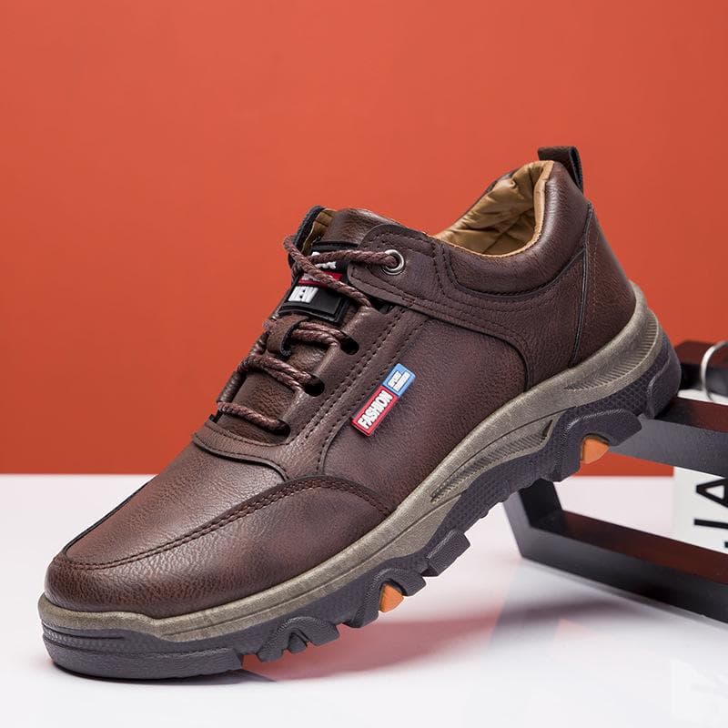 New Men's Shoes Leather Single Cotton Optional Fleece Warm Men's Shoes Fashion All-match Shoes 44