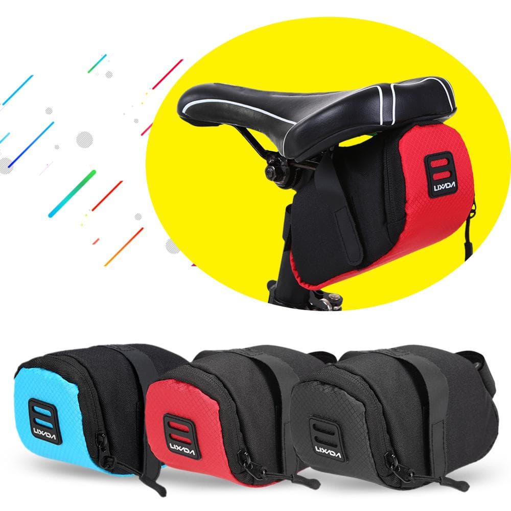 Lixada Mini Mountain Bike Saddle Bag Pouch Road Bicycle Seat Tail Pack Outdoor Cycling Seatpost Bag black